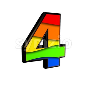 Rainbow digit 4 - 3d number Stock Photo