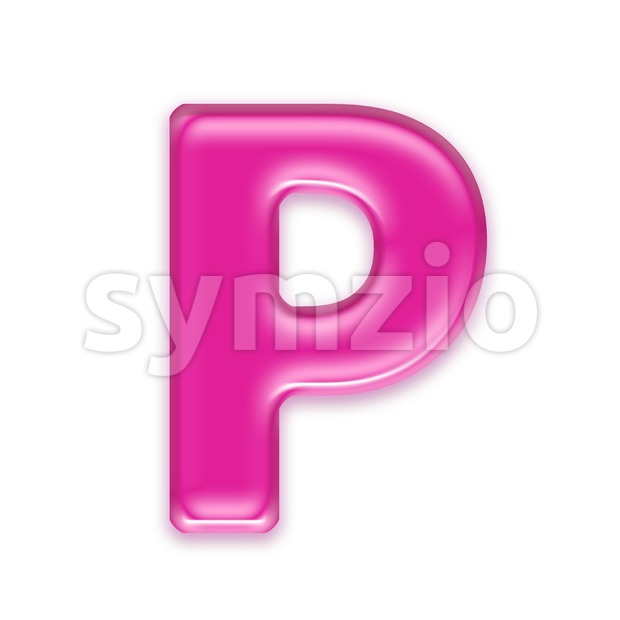 Upper-case transparent pink character P - Capital 3d font Stock Photo