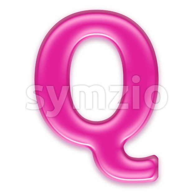 3d Upper-case font Q covered in transparent pink texture Stock Photo
