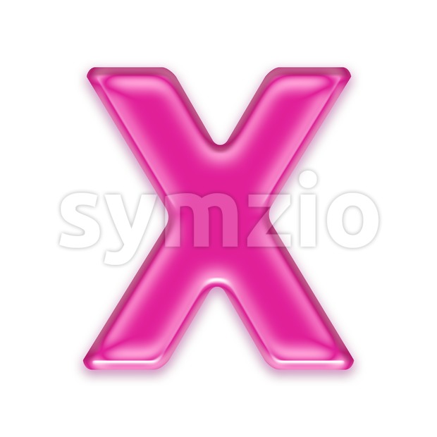3d Upper-case character X covered in transparent pink texture Stock Photo