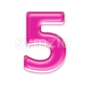 Pink jelly number 5 - 3d digit Stock Photo