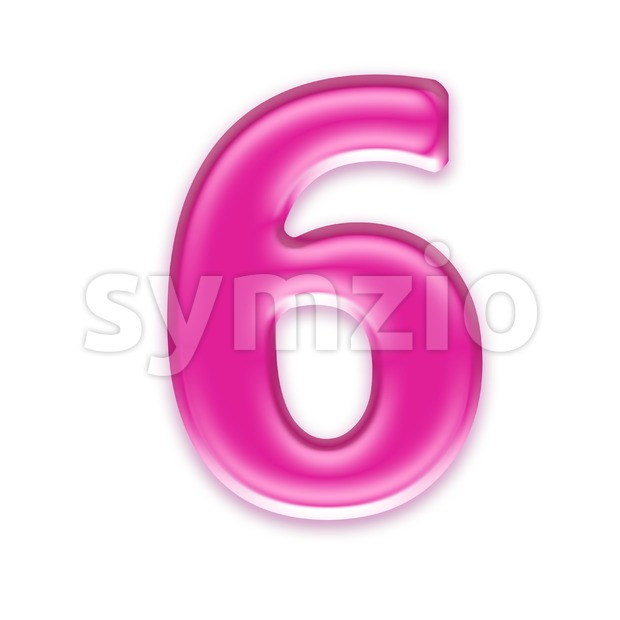 Pink jelly digit 6 - 3d number Stock Photo