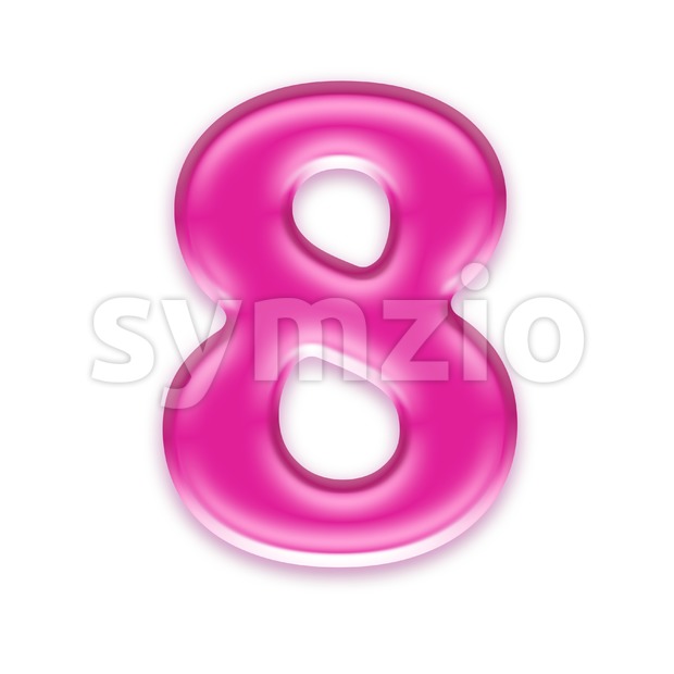 Pink jelly digit 8 - 3d number Stock Photo