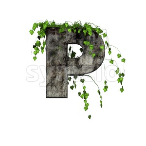 Upper-case concrete character P - Capital 3d font Stock Photo
