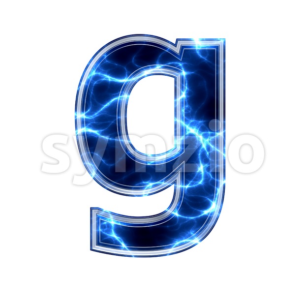 Lowercase Electric font G - Small 3d character Stock Photo