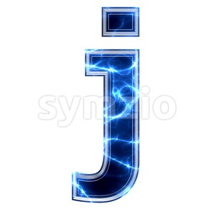 3d Lowercase character J covered in Electric texture Stock Photo