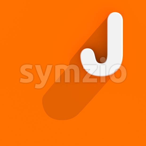 3d Uppercase font J with flat style - Capital 3d character Stock Photo
