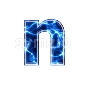 Lower-case Electric letter N - Small 3d font Stock Photo