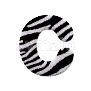 3d zebra fur font C - Capital 3d letter Stock Photo