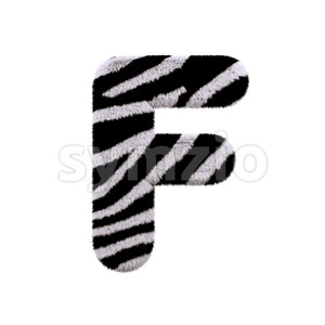 zebra fur letter F - Upper-case 3d font Stock Photo
