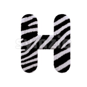 zebra fur 3d letter H - Upper-case 3d character Stock Photo