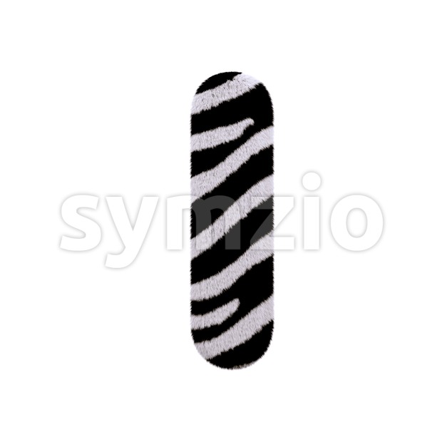Uppercase zebra font I - Capital 3d letter Stock Photo
