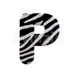 Upper-case zebra character P - Capital 3d font Stock Photo