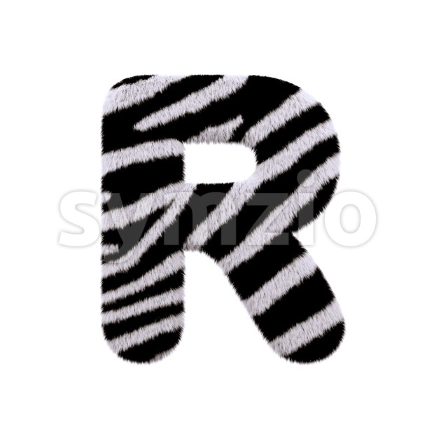 zebra letter R - Uppercase 3d font Stock Photo