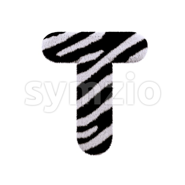 zebra coat character T - Uppercase 3d letter Stock Photo