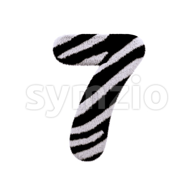 zebra number 7 - 3d digit Stock Photo
