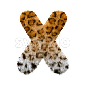3d Upper-case character X covered in leopard texture Stock Photo