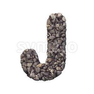 3d Uppercase font J covered in rock texture - Capital 3d character Stock Photo
