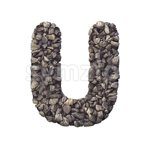 stone 3d letter U - Capital 3d font Stock Photo