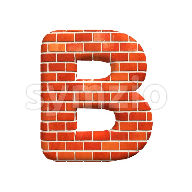 Capital Red brick letter B - Upper-case 3d font Stock Photo