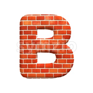 Capital Red brick letter B - Upper-case 3d font Stock Photo