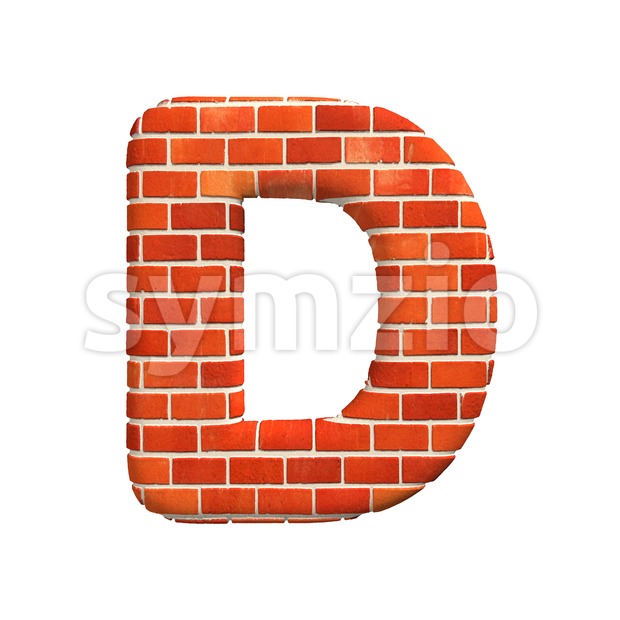 Brick font D - Capital 3d character Stock Photo