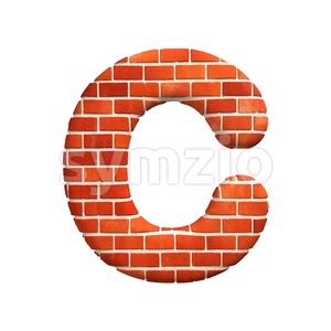 3d Brick wall font C - Capital 3d letter Stock Photo