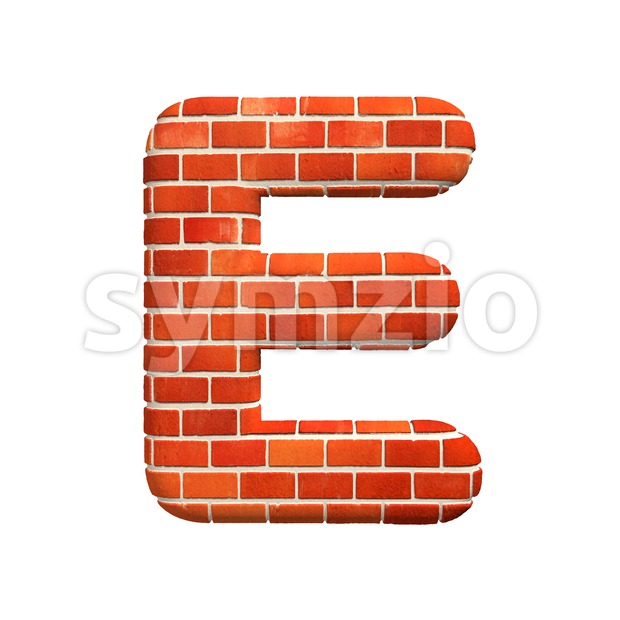 3d Capital character E covered in Brick texture