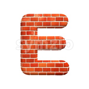3d Capital character E covered in Brick texture Stock Photo