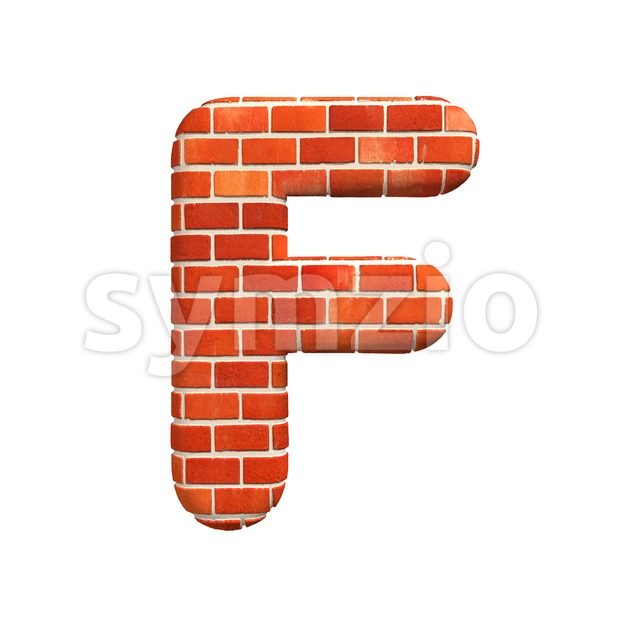 Brick wall letter F - Upper-case 3d font Stock Photo