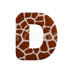 giraffe fur font D - Capital 3d character Stock Photo