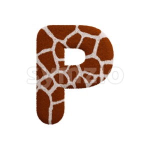 Upper-case giraffe coat character P - Capital 3d font Stock Photo