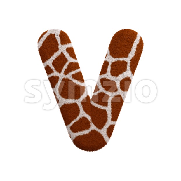Capital giraffe letter V - Upper-case 3d character Stock Photo
