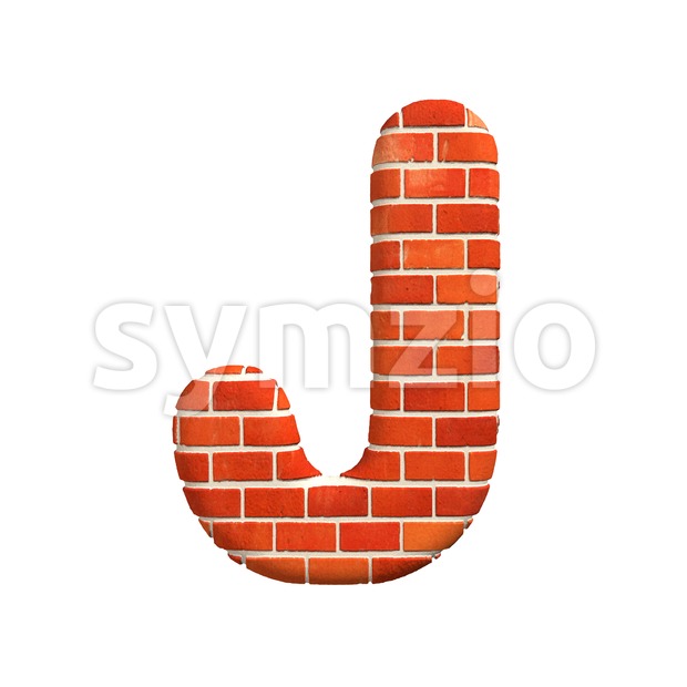 3d Uppercase font J covered in Red brick texture