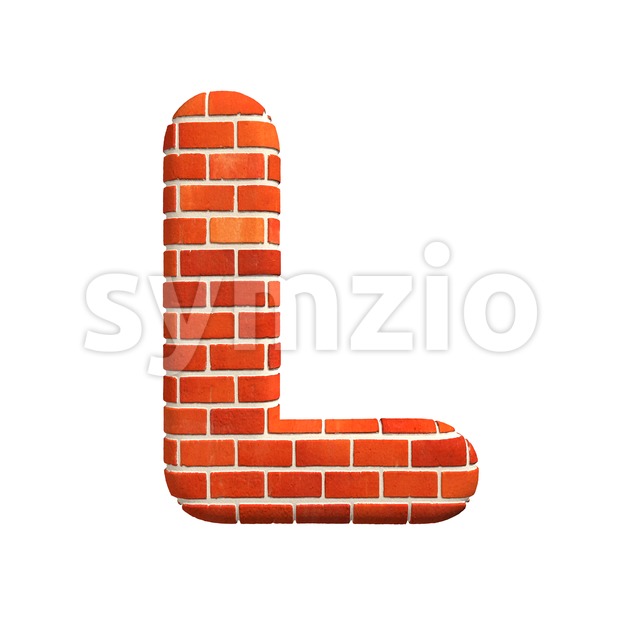 Brick 3d font L - Capital 3d character Stock Photo