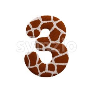 giraffe number 3 - 3d digit Stock Photo