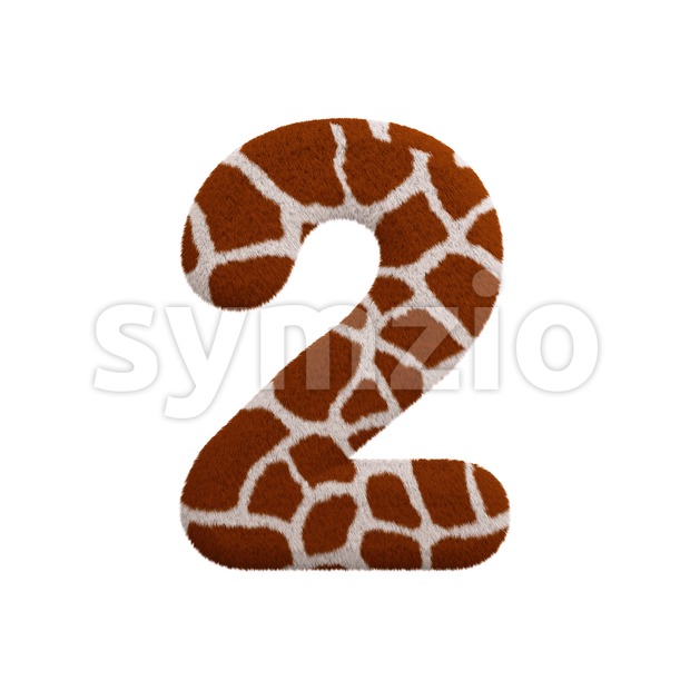 giraffe digit 2 - 3d number Stock Photo