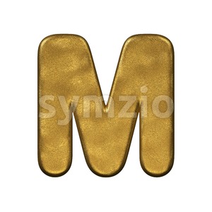 3d Capital character M covered in gold foiled texture Stock Photo