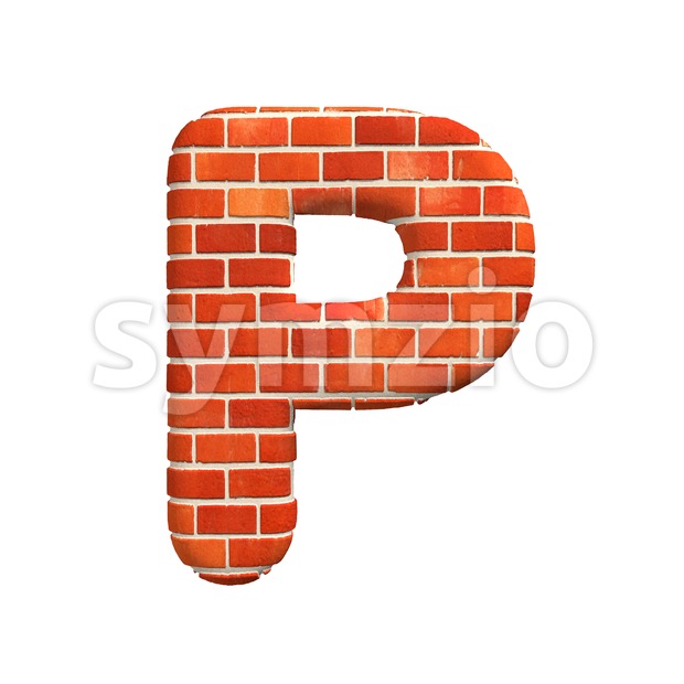 Upper-case Brick character P - Capital 3d font Stock Photo