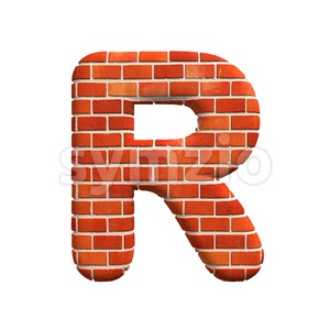 Brick letter R - Uppercase 3d font Stock Photo